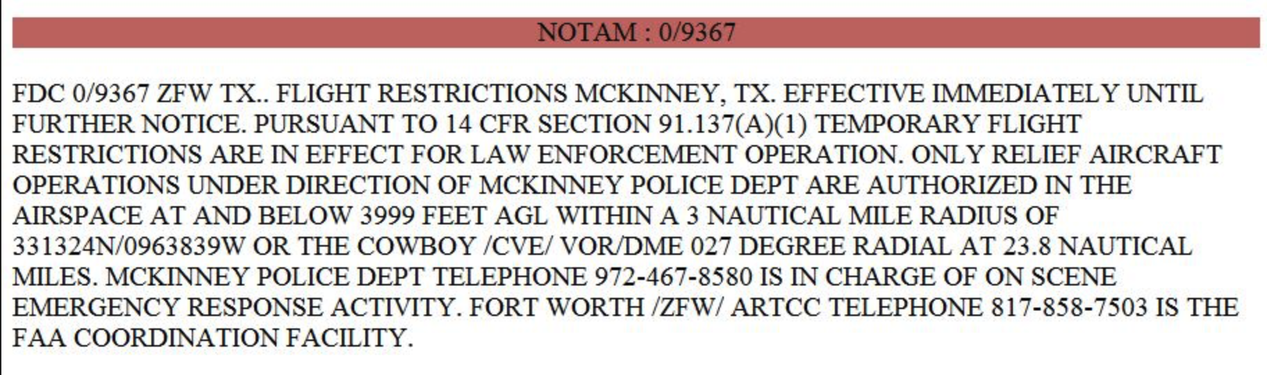 NOTAM sample
